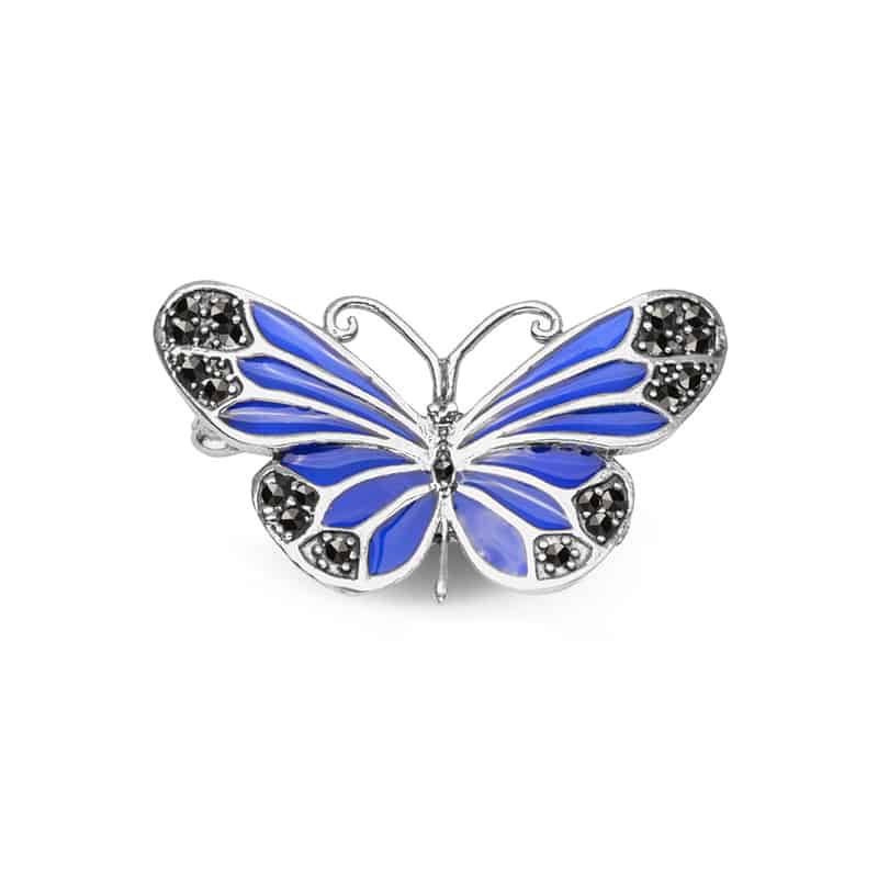 Broszka Motyl niebieski Golden Eye