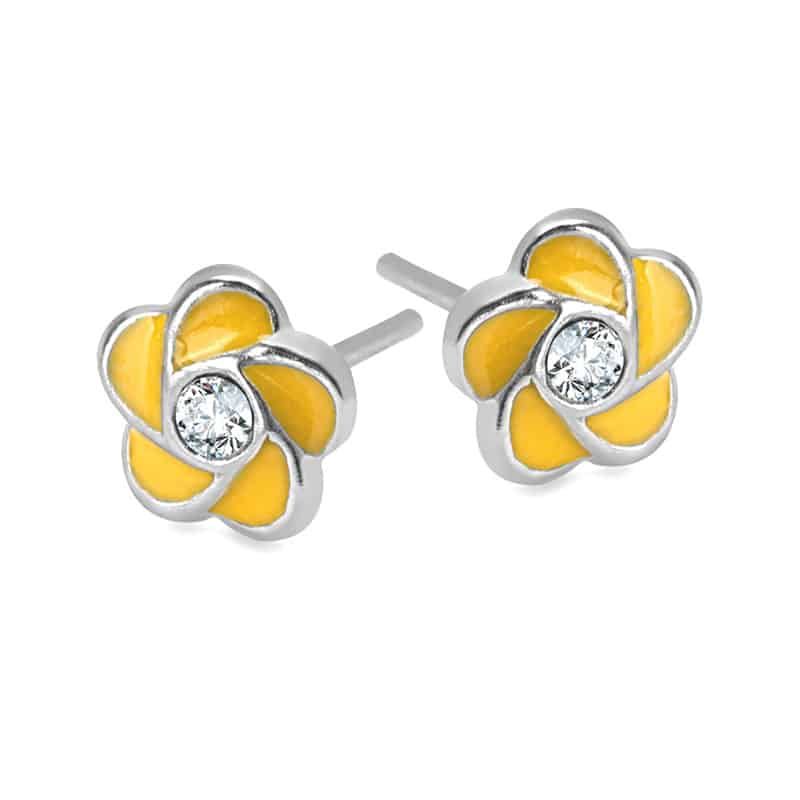 Kolczyki żółte kwiatki srebro
